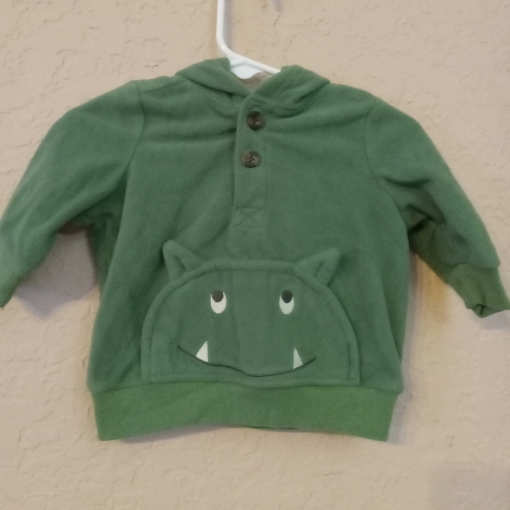 Carter's green Monsters fleece Hoodie sweater size 3m
